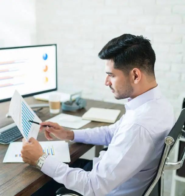 External auditor analysing company accounts